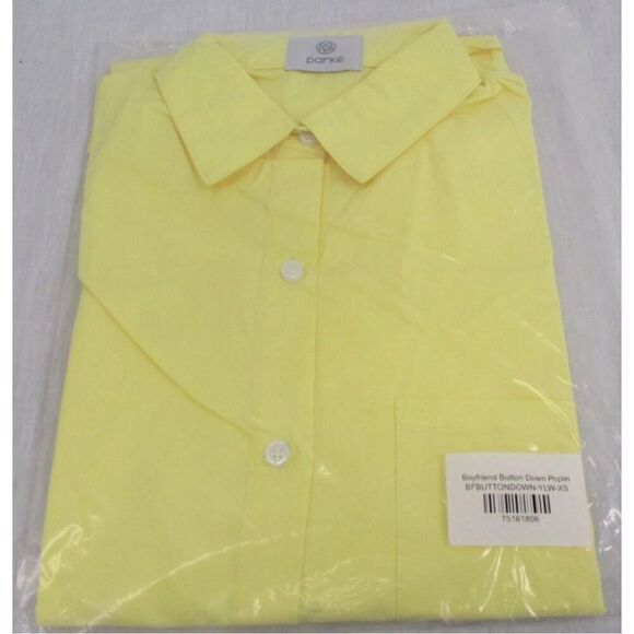 1 New Parke Yellow Button Down Boyfriend Poplin Shirt Size XS - Picture 7 of 11
